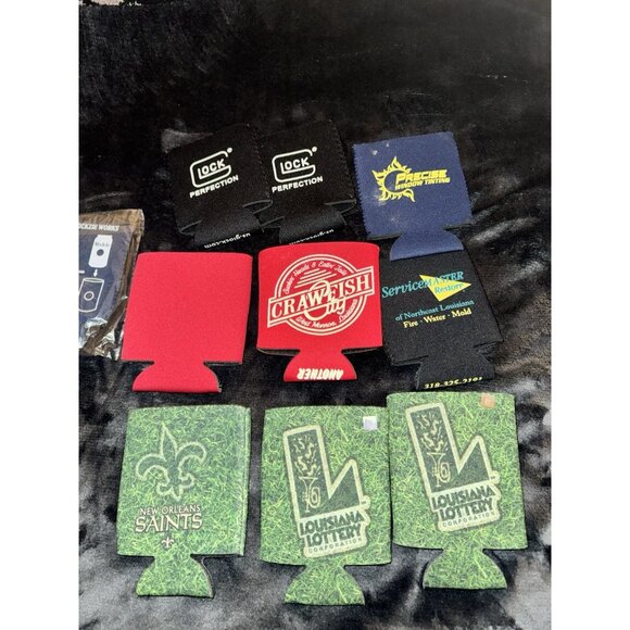 10 Piece Lot Of Beer Soda Can Koozie Lot Glock New Orleans Saints Modelo - Picture 6 of 6